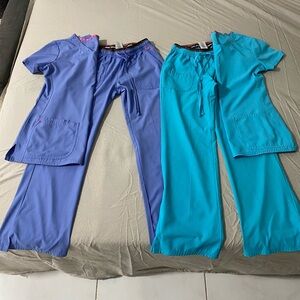 Heart Soul Women's Scrub Set in Blue and Teal